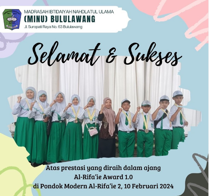 Selamat dan Sukses! Siswa MINU Bululawang Raih Prestasi Gemilang di Olimpiade Al Rifa’i Award 1.0 Selamat dan Sukses! Siswa MINU Bululawang Raih Prestasi Gemilang di Olimpiade Al Rifa’i Award 1.0